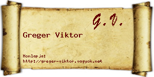 Greger Viktor névjegykártya